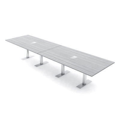 Table de conférence rectangulaire avec base en T en métal | Unité électrique