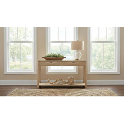 Console avec 2 tiroirs et tablette en orme clair Vories