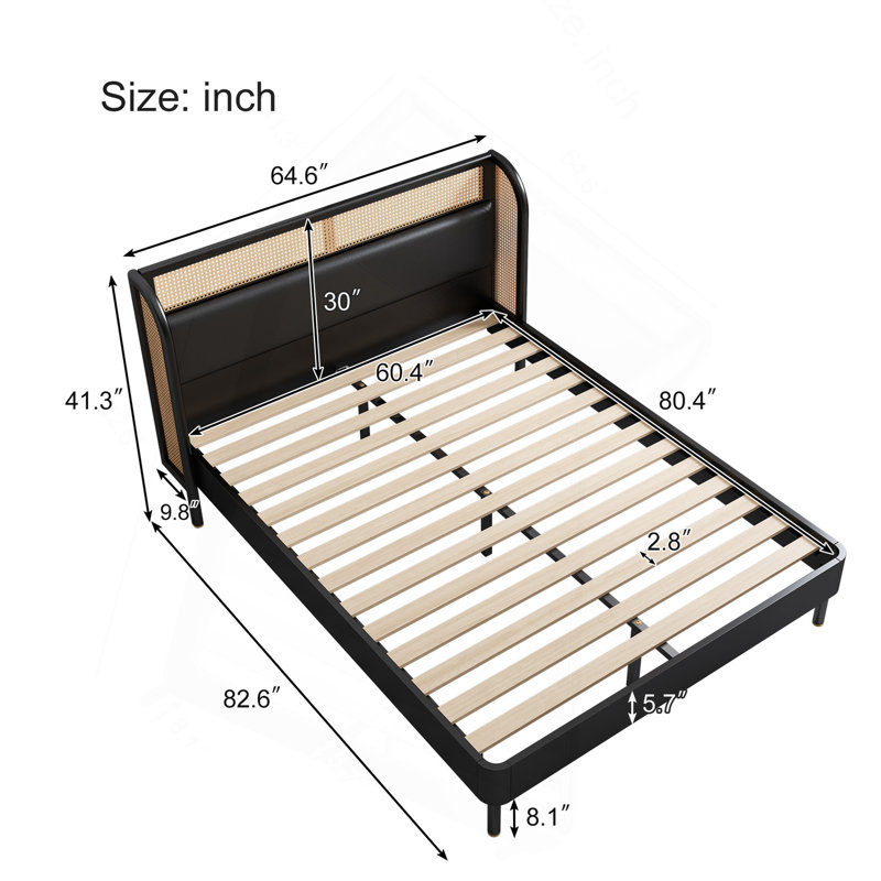 Modern Cannage Rattan Queen Bed - Stylish & Durable