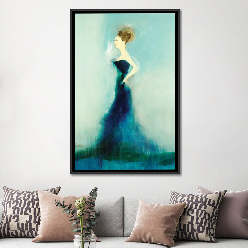 « gracieuse », impression sur toile, H 26 po x l 18 po x P 1,5 po, Toile avec cadre noir, Pas de tapis