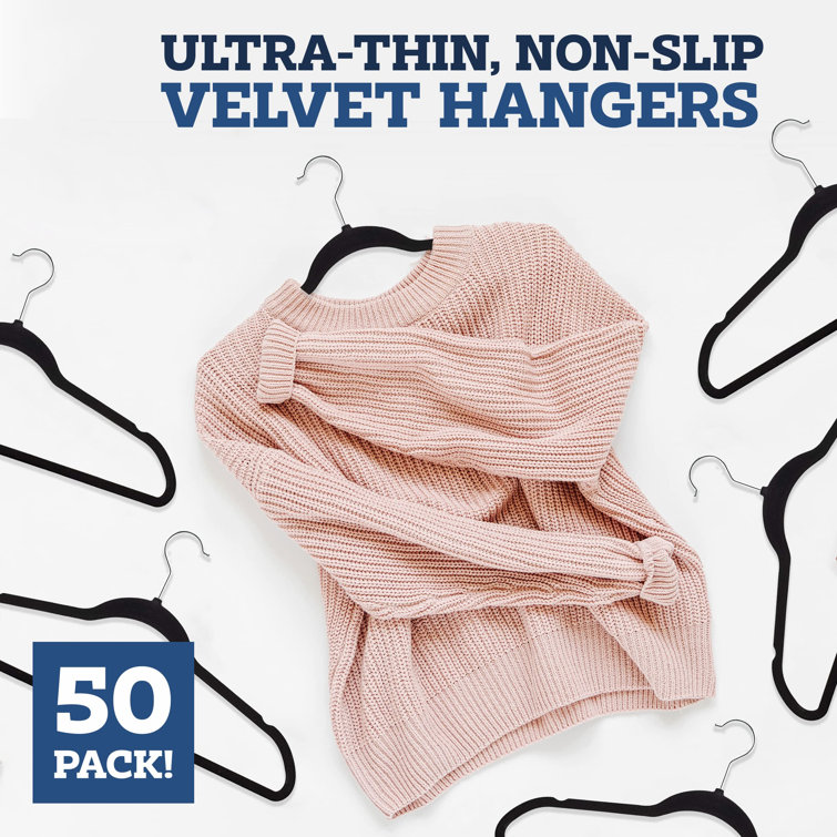 OSTO 30 Pack Premium Velvet Hangers, Non-Slip Adult Hangers with Pants Bar  and Notches, Thin Space Saving 360-Degree Swivel Hook Ivory