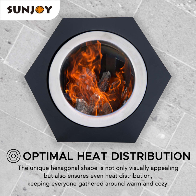 Lawrence Black Hexagonal Smokeless Wood Burning Fire Pit