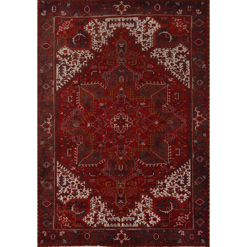 Tapis traditionnel rouge fait à la main 10 x 13