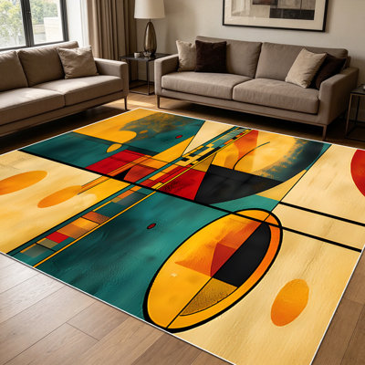 1PC Mid-Century Modern Geometric Abstract Style area rugs for Living Room, Soft and Comfortable, Suitable for all seasons, easy-to-maintain, machine washable, suitable for living room, bedroom, dining area, home entryway, Home Decor, Outdoor Decor.