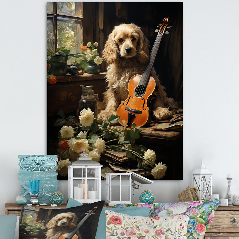 Cocker Spaniel Serenade sur toile, H 20 po x l 12 po x P 1 po, Toile tendue