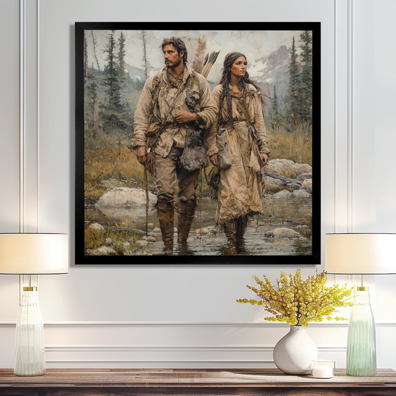 Avyaan Lewis and Clark Expedition In 1804 II - Native American Warrior, art mural, H 30 po x l 30 po, Noir, noir, noir, noir