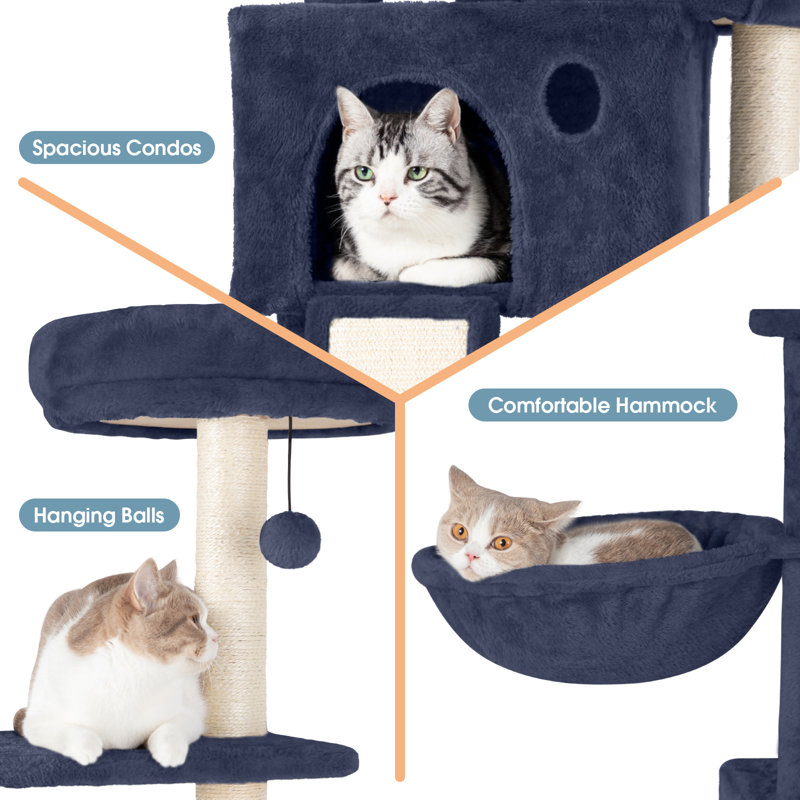 Braidyn-Drew 59'' H Cat Tree, Navy Blue
