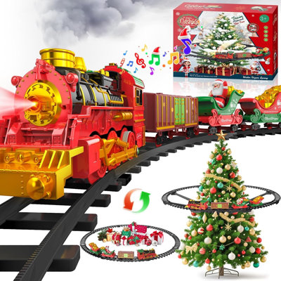 rain Set, Christmas Train Set with Steam, Light and Sounds, Train Sets for Under Christmas Tree, Electric Train Toys for 3 4 5 6 7 8 Year Old Kids, Ideas Boys & Girls Christmas Gifts