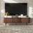 Bedrock Mid Century Wood Entertainment TV Stand with Sliding Door Cabinets and Drawers