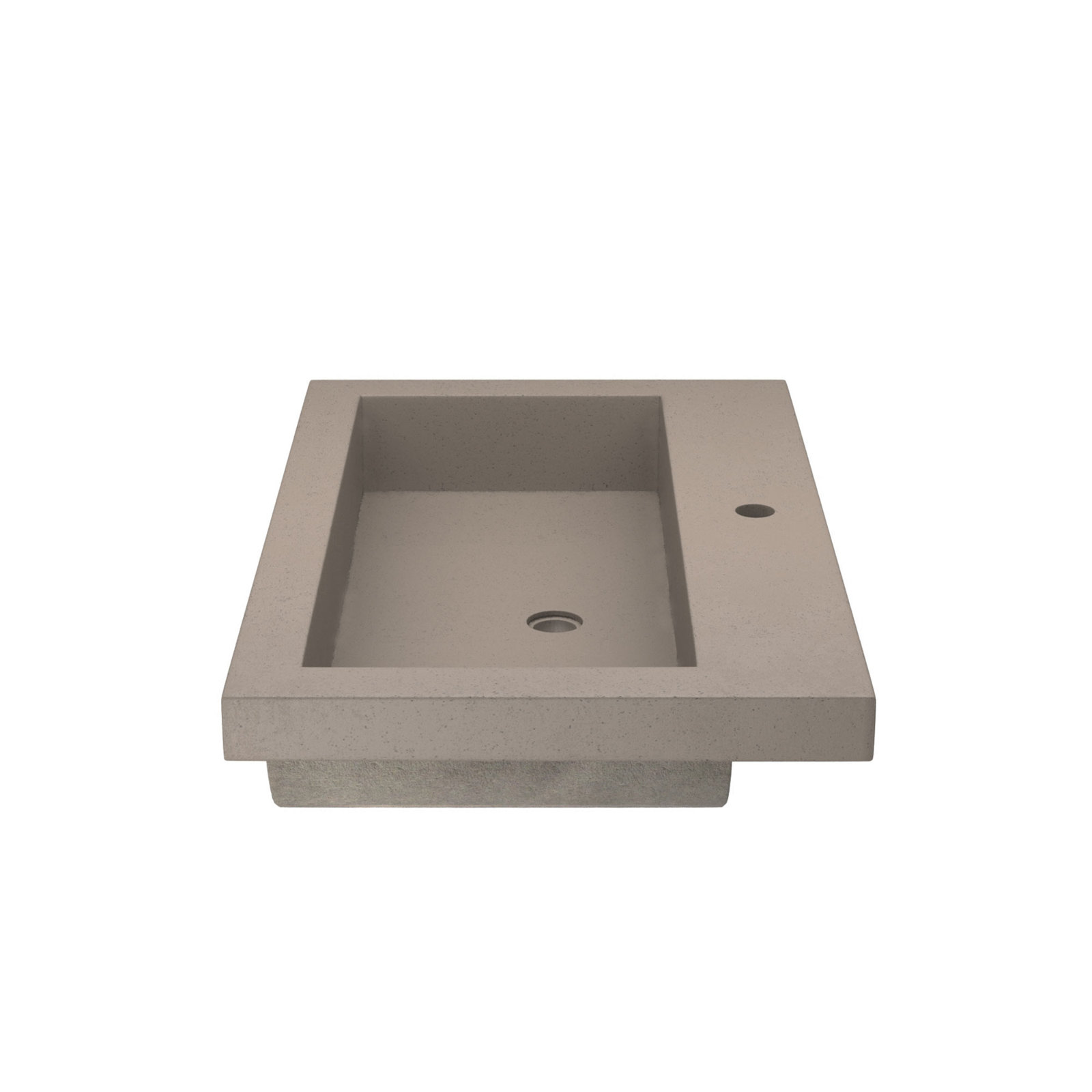 NativeStone Trough Concrete Drop-In Sink, Earth, Single Faucet Hole