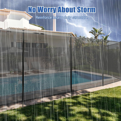 Pool Fence, 4 x 12 / 48 FT Pool Fences for Inground Pools, Removable Pool Fencing, Easy DIY Installation Swimming Pool Fence, PVC Pool Fence Mesh Protects Kids and Pets