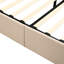 Grand lit tapissier beige avec plateforme de rangement hydraulique optimale-368129512-368129509