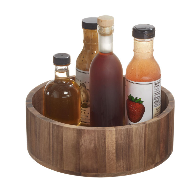 Natural Acacia Wood 10.5-Inch Revolving Lazy Susan Organizer