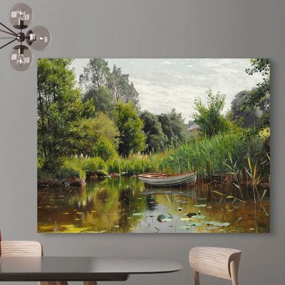 A Forest Lake with a Rowboat by Peder Mørk Mønsted - Wrapped Canvas Art Prints
