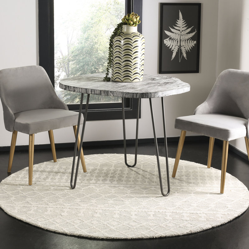 Tapis géométrique en laine touffeté Joslyne, Rond 6 pi