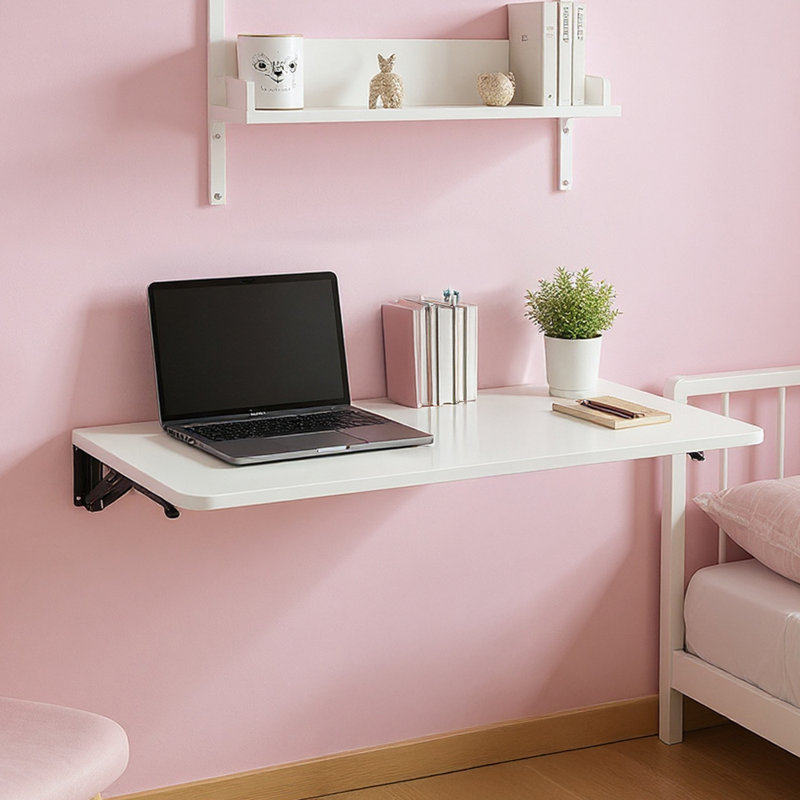 Adjustable Metal Base Floating Desk, 3cm H x 65cm W x 24cm D, White