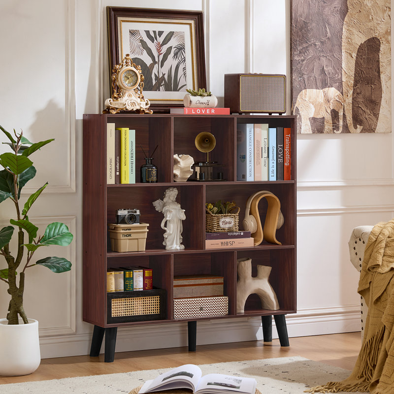 8 Cube Book Shelf,3 Tier Bookshelf With Legs, Modern Open Storage Organizer,Boho Bookcase,Display Cabinet Shelf Free Standing Bookshelves For Bedroom,Living Room,Office