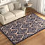 Tapis en mosaïque géométrique bleu et beige touffeté à la main Jethro-590694785