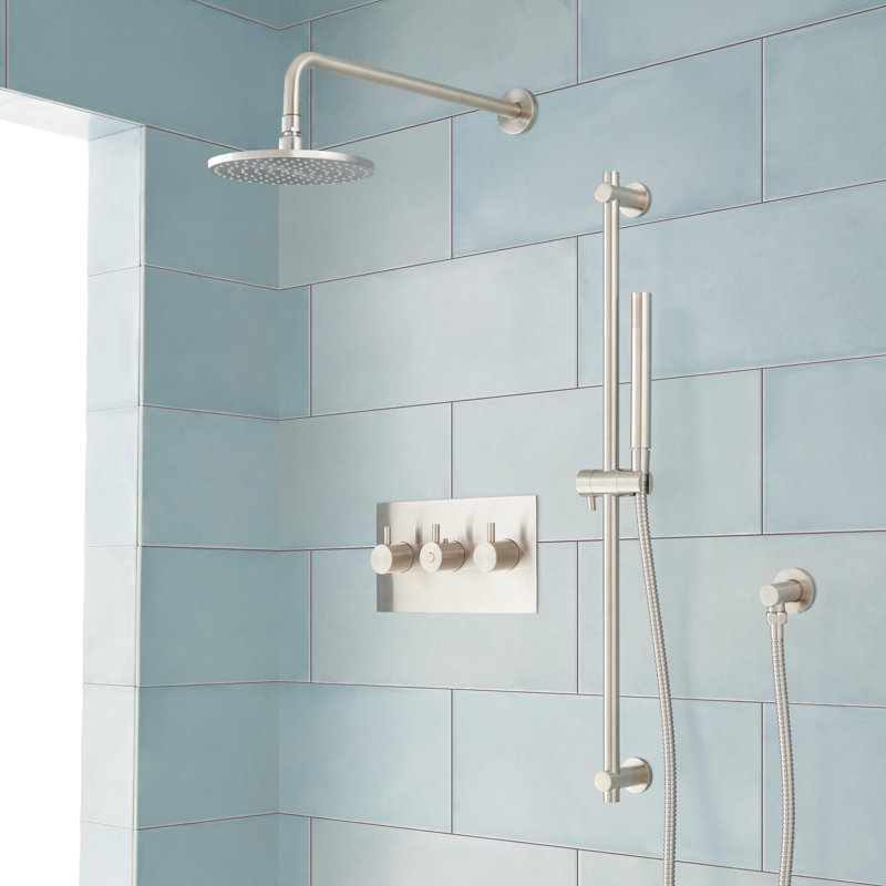 Tosca Complete Thermostatic Shower System with Rough-in Valve, Brushed Nickel