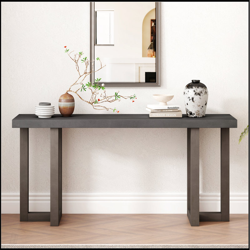 Console de conception géométrique avec pieds en pin massif, parfaite pour le décor de l'entrée et du couloir, durable et élégante