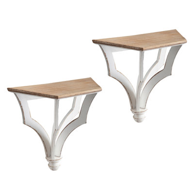 Tablette décorative en bois massif 2 pièces Hector