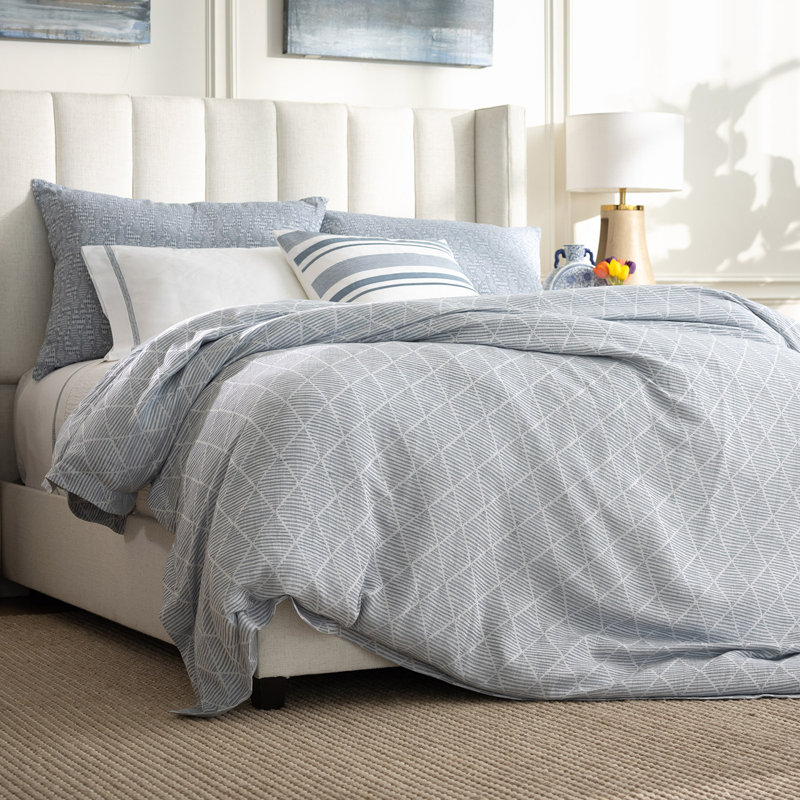 Brook Duvet Cover, King, Blue/White