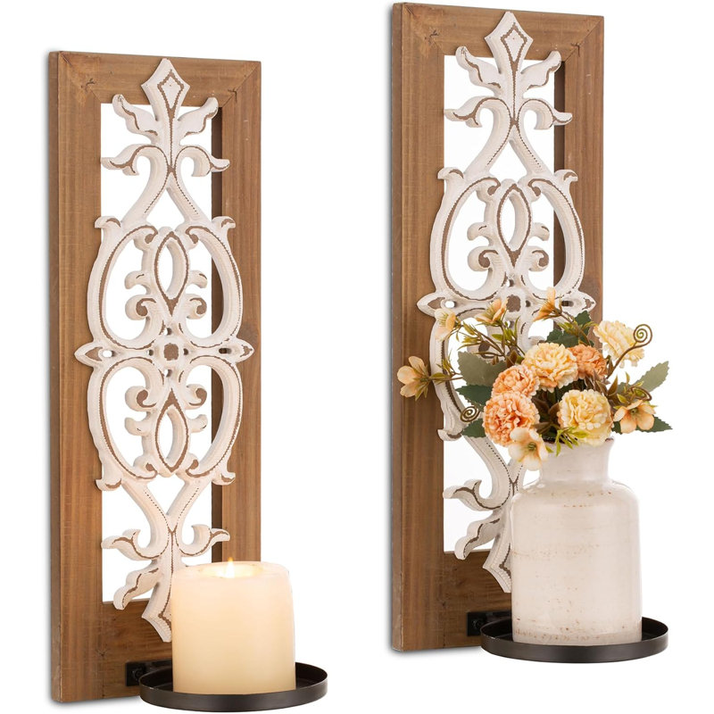 Appliques murales en bois de style campagnard - ensemble de 2