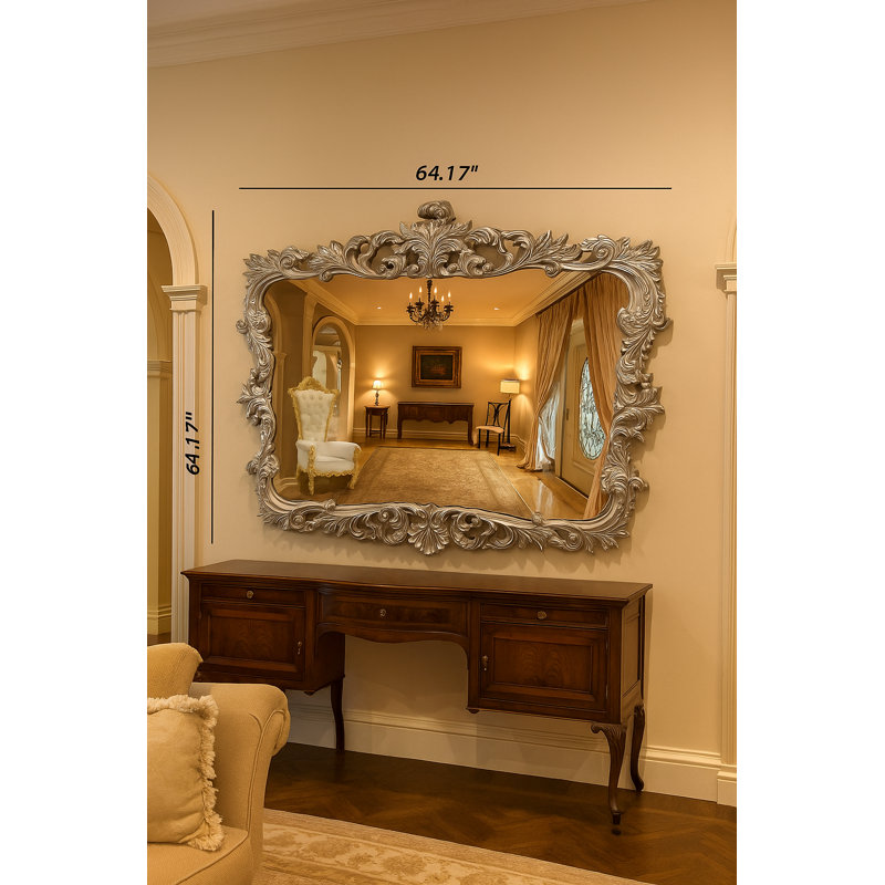 Aurora Flat Solid And Engineered Wood Mirror, Silver