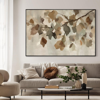 «Neutral Leaf», botanique, peinture, très grande impression encadrée, impression murale (assemblage requis)