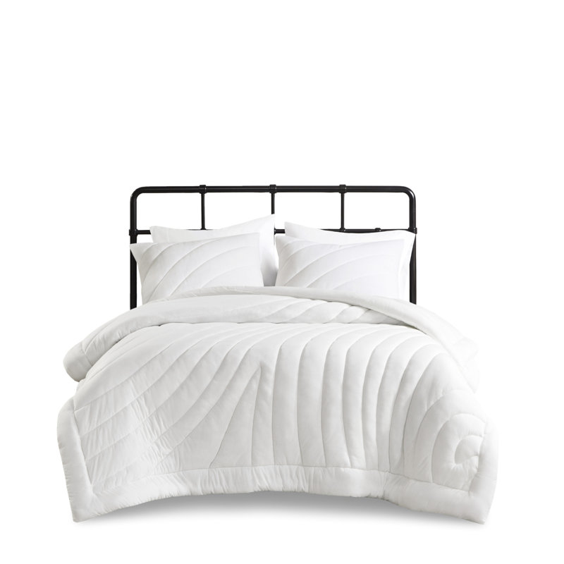 White 3 Pcs King/ King Puffy Comforter - Fill, Label, Machine Washable ,