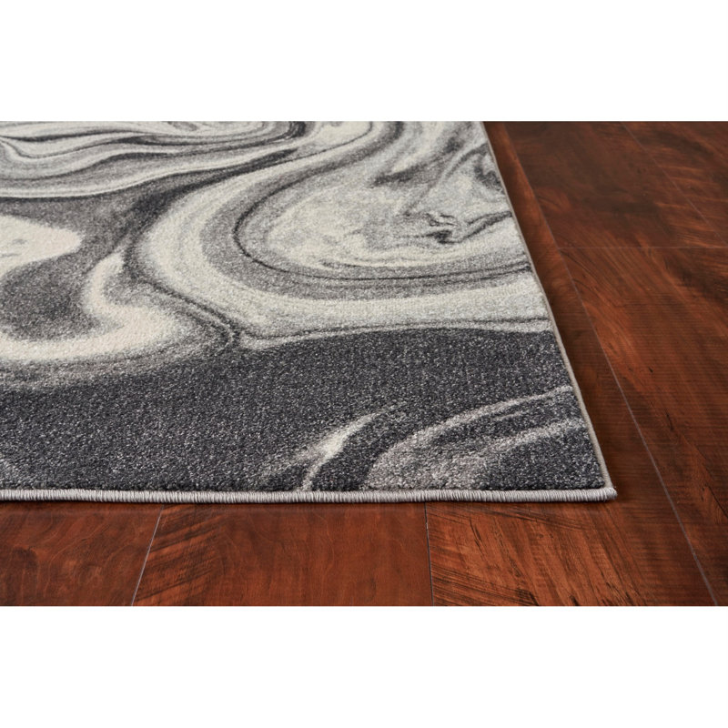 Strouth Abstract Grey Area Rug, Rectangle 3'3" x 4'11"
