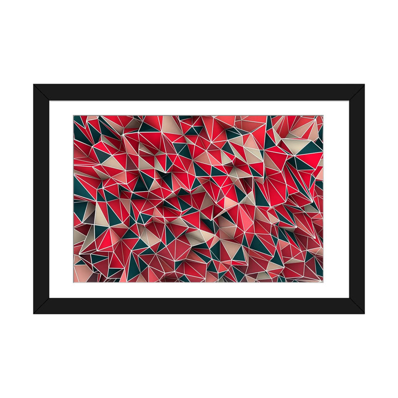 «Kaos Red», impression sur toile, H 16 po x l 24 po x P 1 po, Papier d'art encadré noir, Blanc