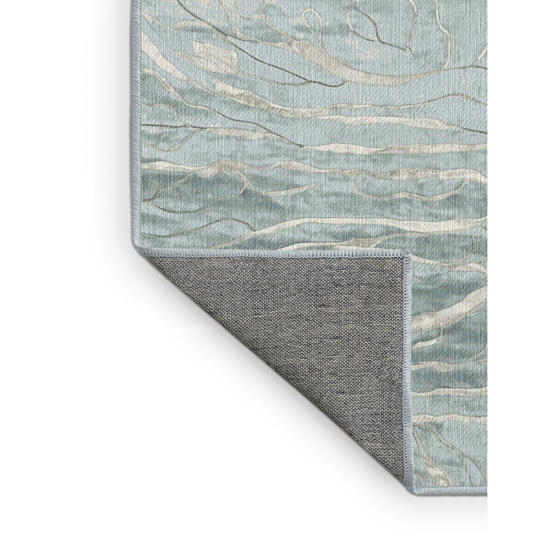 Machine Washable Blue Area Rug, Runner 2' x 5'