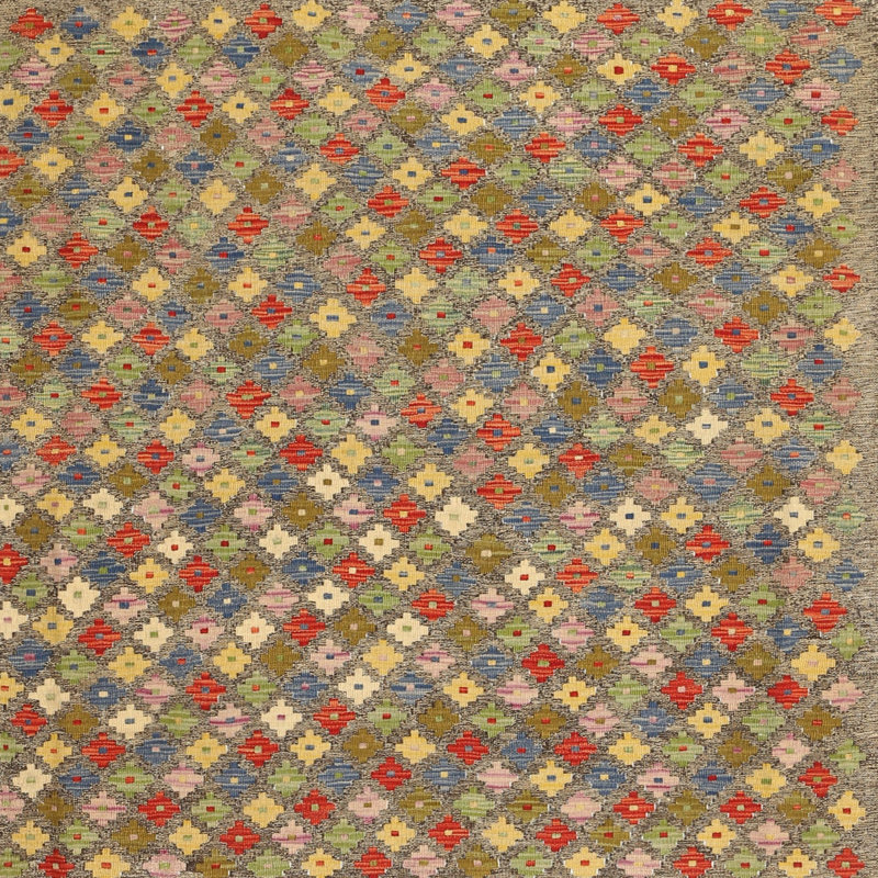 Tapis contemporain rouge / jaune, Rectangle 5 pi x 7 pi