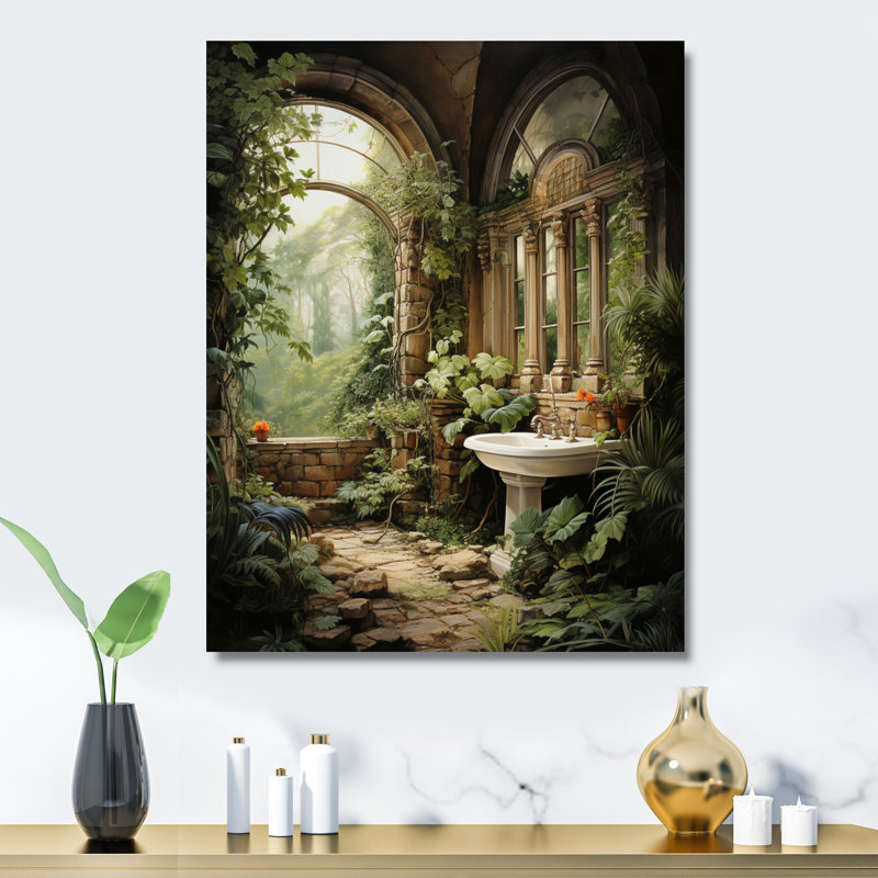 Art mural en métal pour salle de bain, Nature Spa Decor - Bathroom Natures Retreat I, H 44 po x l 34 po
