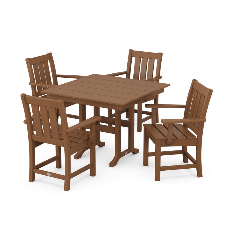 Oxford 5-Piece Farmhouse Dining Set, Teak