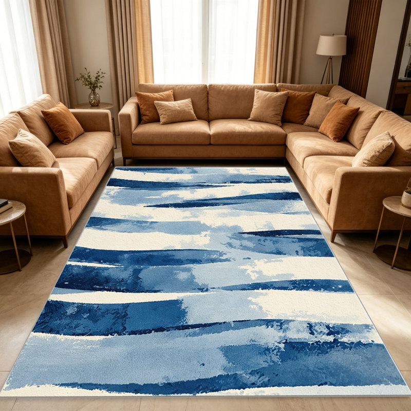Abstract Blue carpet-easy to clean, machine-washable, soft and comfortable; suitable for door mats, kitchens, living rooms, bedrooms, corridors, and laundry areas. Easy to clean, durable carpet for home decoration.