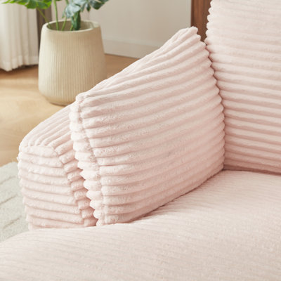 Chaise surdimensionnée en velours côtelé rose, chaise longue, sans assemblage, coussin moelleux pour appartement, conception de salon, salon confortable