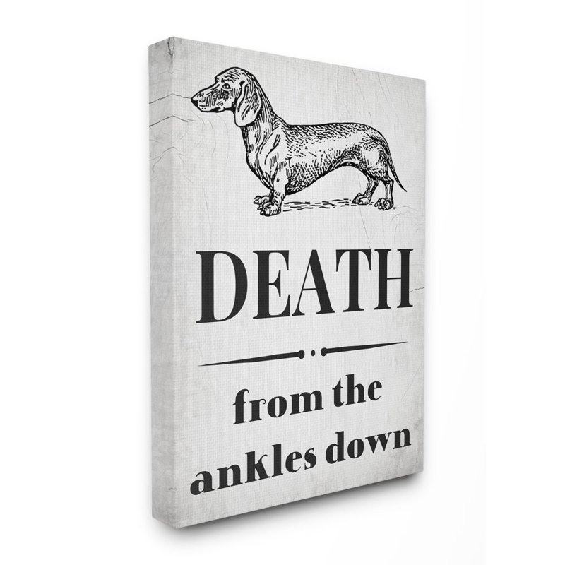 «Funny Dachshund Dog Ankle» par Daphne Polselli - impression d'art textuel, H 20 po x l 16 po x 1,5 po, Toile tendue