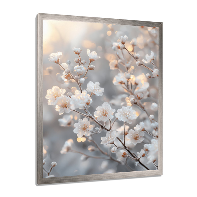 Nakamura - impressions sur toile florales, H 20 po x l 12 po, Reproduction encadrée d'une seule photo, Argent argent