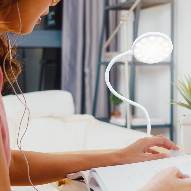 Aevry Adjustable USB Clip On Lamp, White