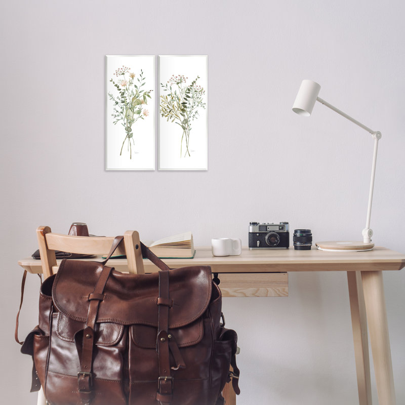 Ensemble de 2 plaques murales style aquarelle fleurs sauvages, design par Livi Finn