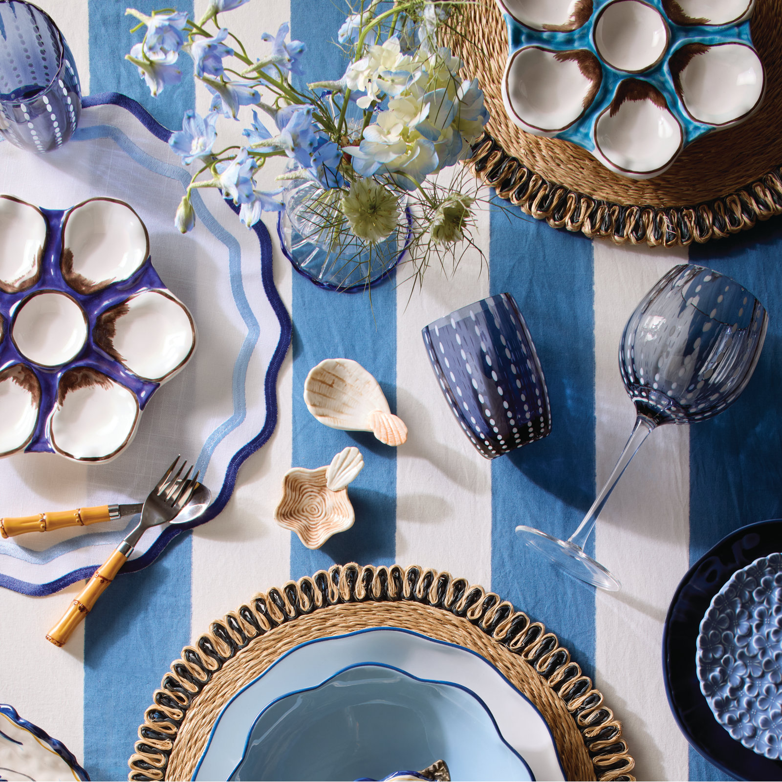 Pescara Dot Wine Glasses, Aqua Blue