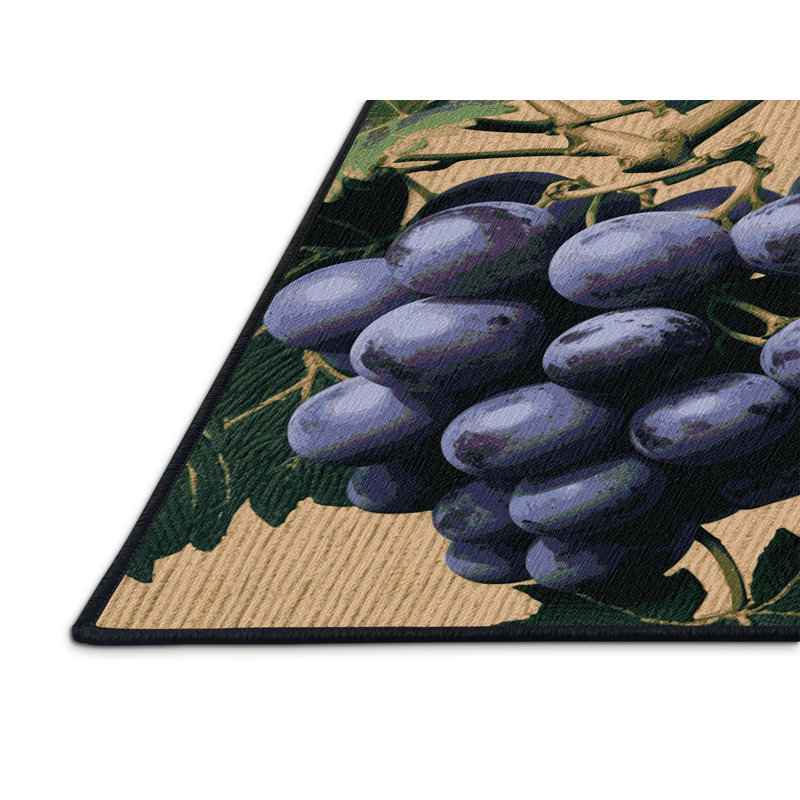  Tapis lavable à motif de fruits Kyoho, Rond 3 pi