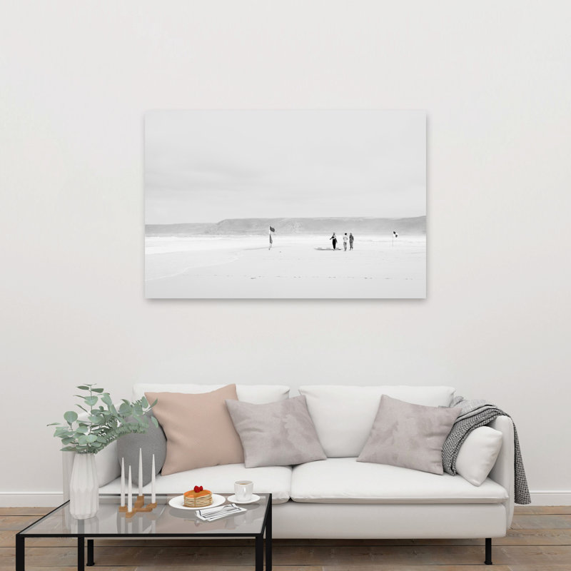 Impression sur toile Calm Beach Surfers Minimalist Peaceful Coastal, 40" H x 60" W