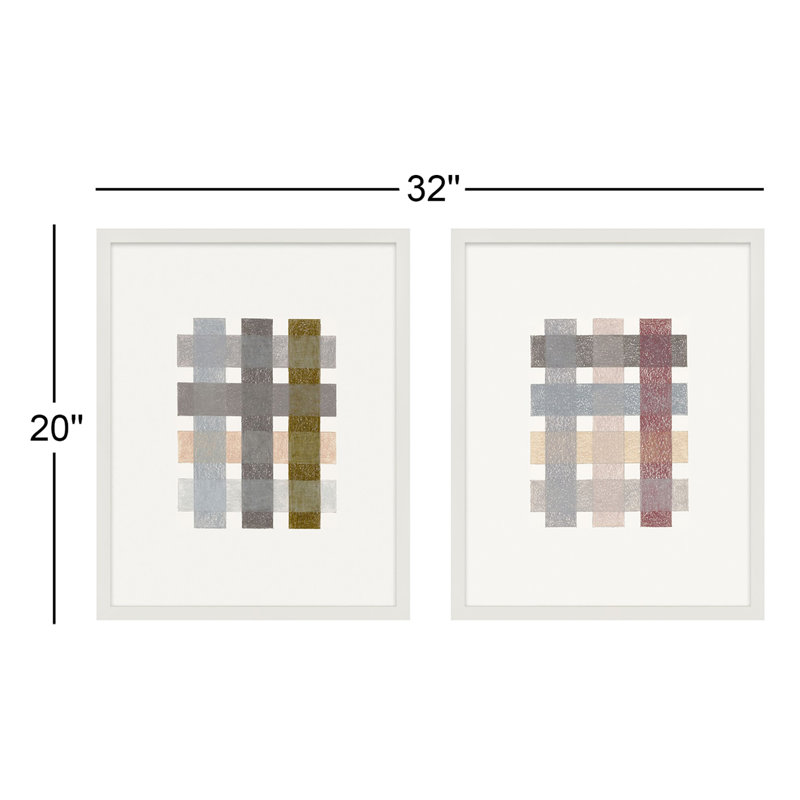 Untitled (Gridlock) Set Of 2 Vertical By Beth James - Framed Wall Art, 20'' H X 32'' W X 1.25'' D, White Framed