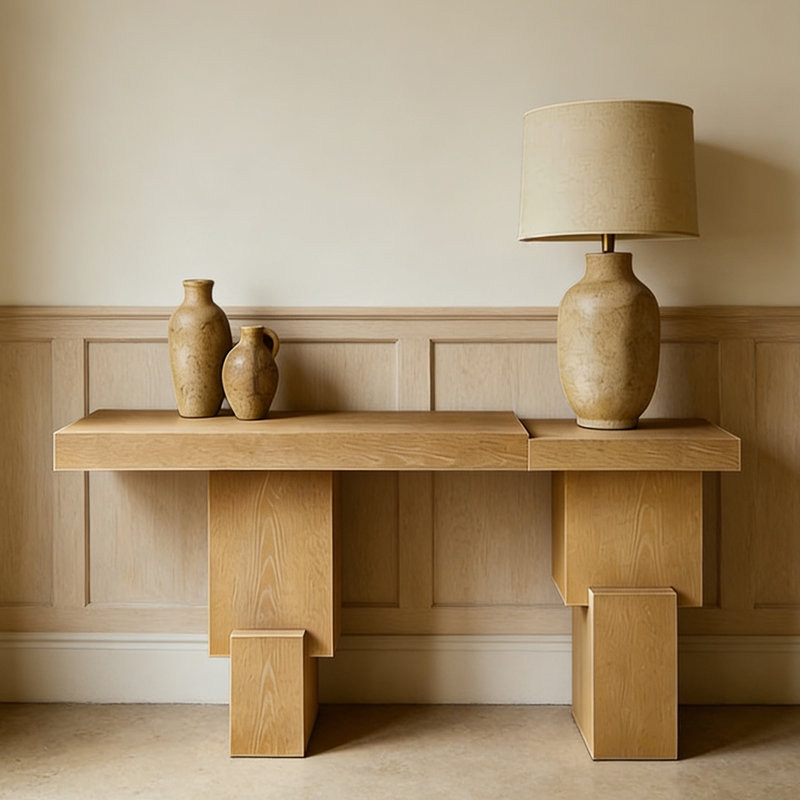 Console campagne rétro, H 31,5 po x l 62,99 po x P 15,75 po, Bois naturel