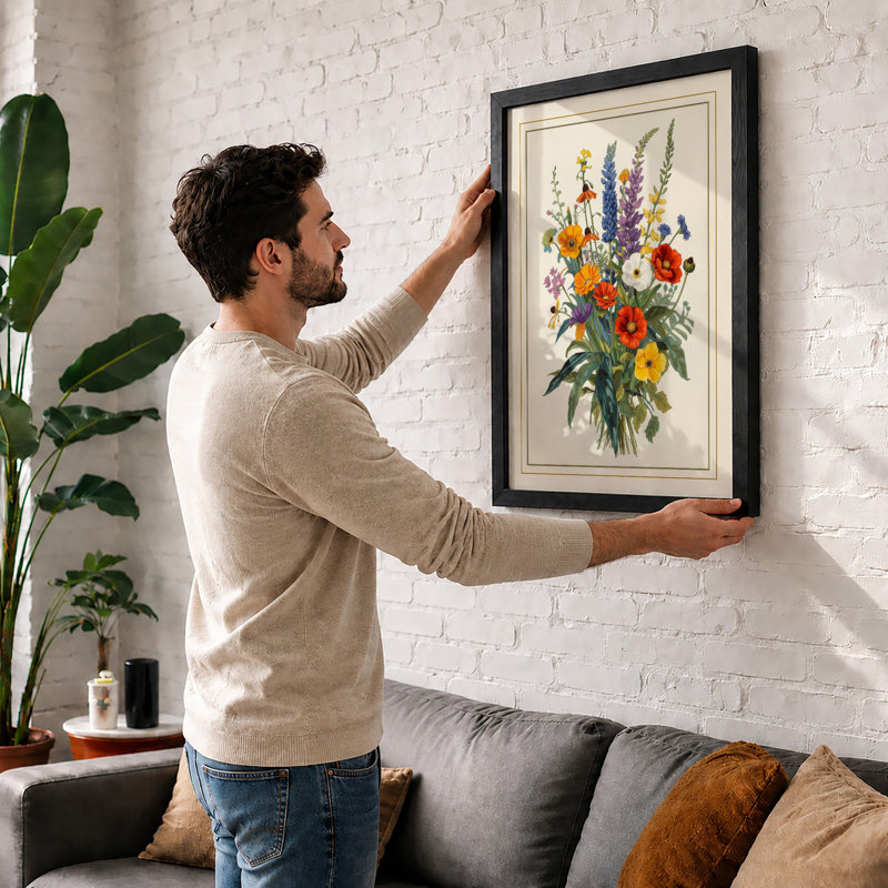 Wildflower Bouquet Botanical - Print, A1 - 84.1 x 59.4 cm, Oak