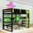 Wood Loft Bed with Desk, LED Light, Charging Ports and Shelves-452134292-452134299