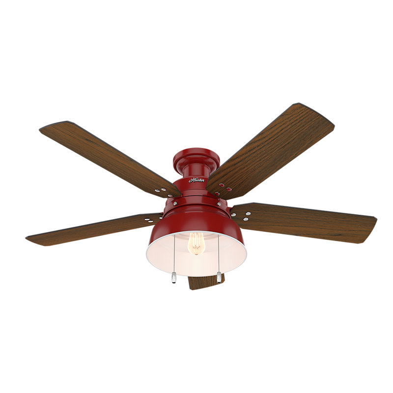 52" Mill Valley 5-Blade Outdoor Ceiling Fan with Light Kit, Barn Red